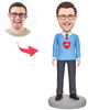 Picture of Custom Bobbleheads: Father's Day Gift Dad in Blue | Personalized Bobbleheads for the Special Someone as a Unique Gift Idea｜Best Gift Idea for Birthday, Christmas, Thanksgiving etc.