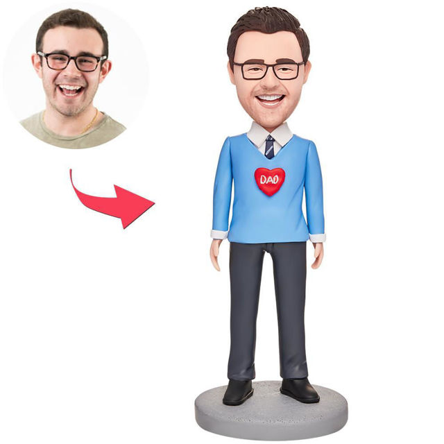 Picture of Custom Bobbleheads: Father's Day Gift Dad in Blue | Personalized Bobbleheads for the Special Someone as a Unique Gift Idea｜Best Gift Idea for Birthday, Christmas, Thanksgiving etc.