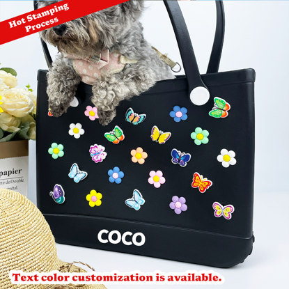 Picture of Custom Colorful Butterfly Flower Beach Bag - Personalized Waterproof Beach Bag - Custom Colorful Name Hole Bag