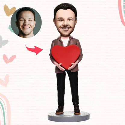 Picture of Custom Bobbleheads: Man With Heart | Personalized Bobbleheads for the Special Someone as a Unique Gift Idea｜Best Gift Idea for Birthday, Christmas, Thanksgiving etc.