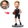 Picture of Custom Bobbleheads: Basketball Player Dribbling In Black Uniform | Personalized Bobbleheads for the Special Someone as a Unique Gift Idea｜Best Gift Idea for Birthday, Christmas, Thanksgiving etc.