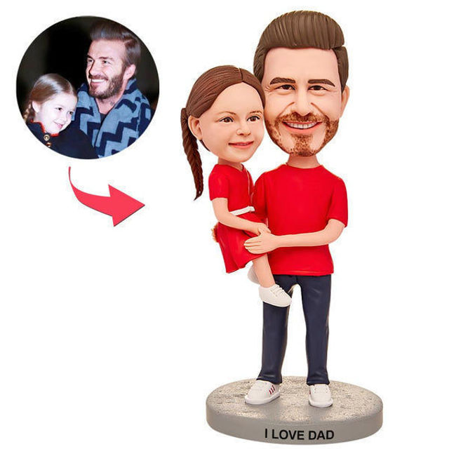 Picture of Custom Bobbleheads: Happy Father Daughter Bobbleheads | Personalized Bobbleheads for the Special Someone as a Unique Gift Idea｜Best Gift Idea for Birthday, Christmas, Thanksgiving etc.
