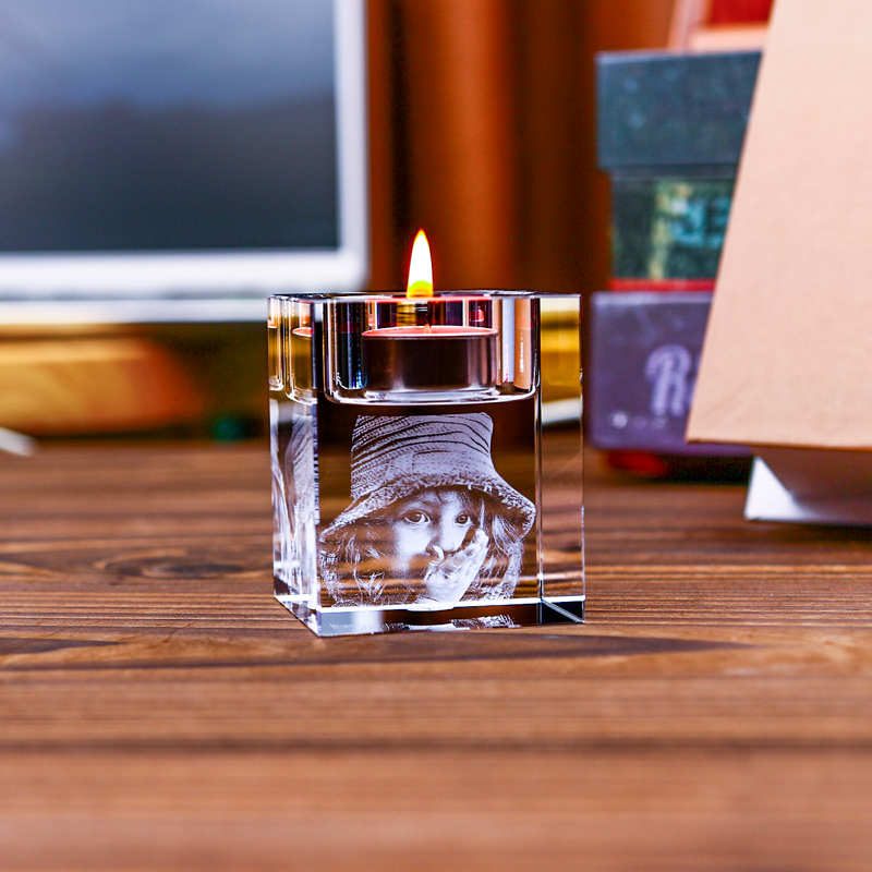 Picture of Custom 3D Photo Crystal Candle Holder