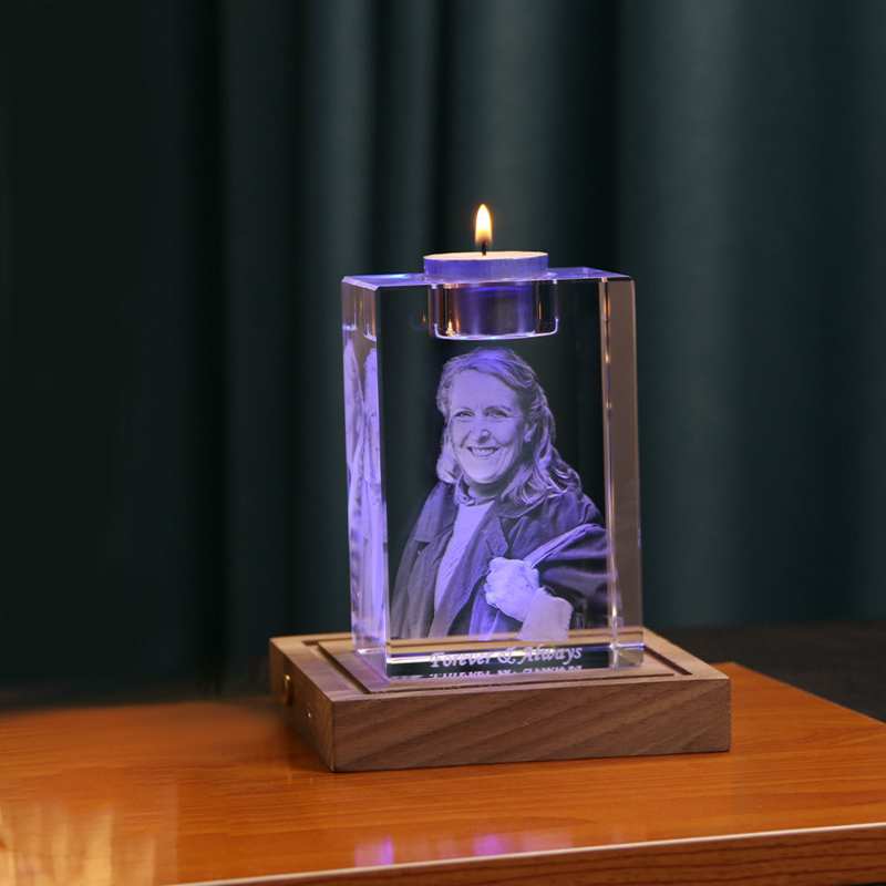 Picture of Custom 3D Photo Crystal Candle Holder