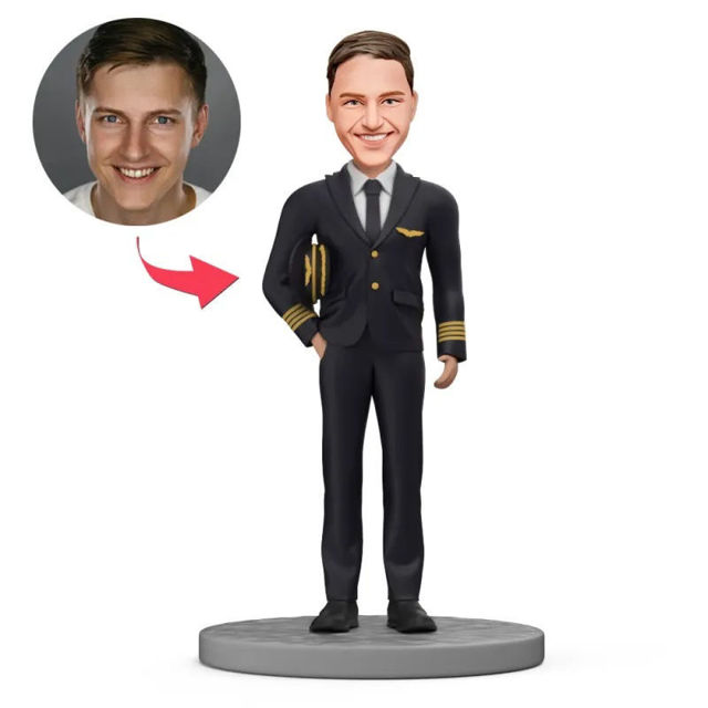Picture of Custom Bobbleheads: Attractive Aviator | Personalized Bobbleheads for the Special Someone as a Unique Gift Idea｜Best Gift Idea for Birthday, Christmas, Thanksgiving etc.