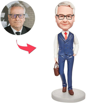 Picture of Custom Bobbleheads: Business men's suit briefcase| Personalized Bobbleheads for the Special Someone as a Unique Gift Idea｜Best Gift Idea for Birthday, Christmas, Thanksgiving etc.