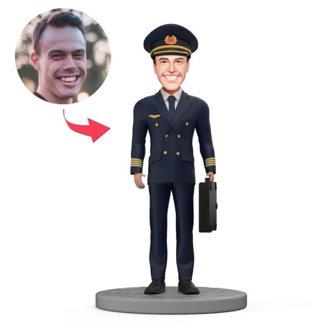 Picture of Custom Bobbleheads: Captain in Uniform | Personalized Bobbleheads for the Special Someone as a Unique Gift Idea｜Best Gift Idea for Birthday, Christmas, Thanksgiving etc.
