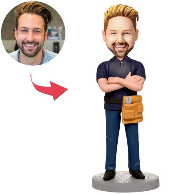 Picture of Custom Bobbleheads: Cool Male Electrician | Personalized Bobbleheads for the Special Someone as a Unique Gift Idea｜Best Gift Idea for Birthday, Christmas, Thanksgiving etc.