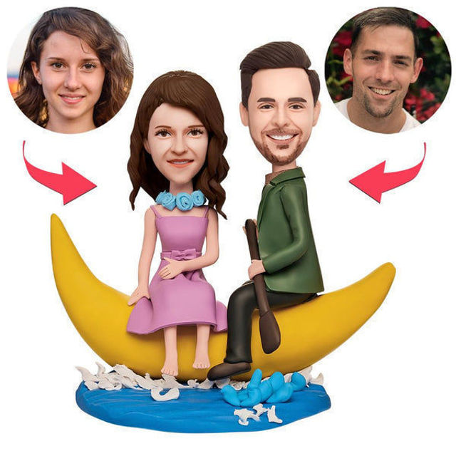Picture of Custom Bobbleheads: Boating Couple Bobbleheads | Personalized Bobbleheads for the Special Someone as a Unique Gift Idea｜Best Gift Idea for Birthday, Christmas, Thanksgiving etc.