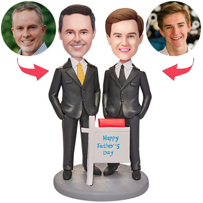 Picture of Custom Bobbleheads: Fathers Day Gift Father and Son in Suits Bobbleheads | Personalized Bobbleheads for the Special Someone as a Unique Gift Idea｜Best Gift Idea for Birthday, Christmas, Thanksgiving etc.