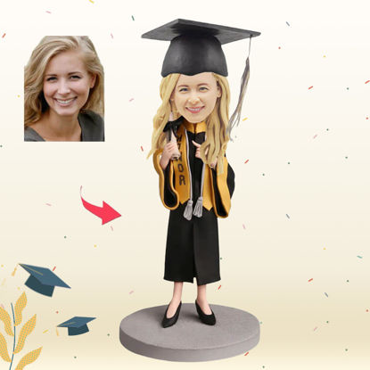 Picture of Custom Bobbleheads: Graduation Girl | Personalized Bobbleheads for the Special Someone as a Unique Gift Idea｜Best Gift Idea for Graduation Birthday  etc.