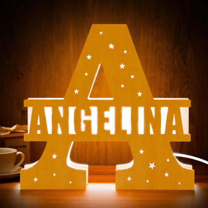 Picture of Personalised Wooden Letter Night Light - Gift of Wall Decor - Best Gift For kids - Custom Name Night Light of 26 Letters Style
