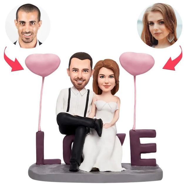 Picture of Custom Bobbleheads: Valentines Gift Lover Sitting in LOVE | Personalized Bobbleheads for the Special Someone as a Unique Gift Idea｜Best Gift Idea for Birthday, Christmas, Thanksgiving etc.