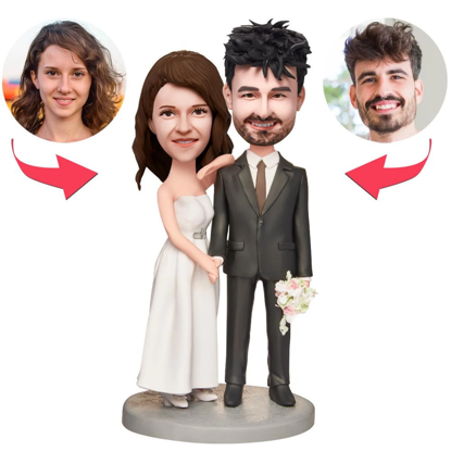 Picture of Custom Bobbleheads: Wedding Gift Happy Wedding Couple Bobblehead | Personalized Bobbleheads for the Special Someone as a Unique Gift Idea｜Best Gift Idea for Birthday, Christmas, Thanksgiving etc.