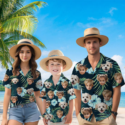 Picture of Custom Face Hawaiian Shirt for Family - Custom Hawaiian Shirt for Men, Women and Kids - Beach Party and Summer vacation Family Shirt