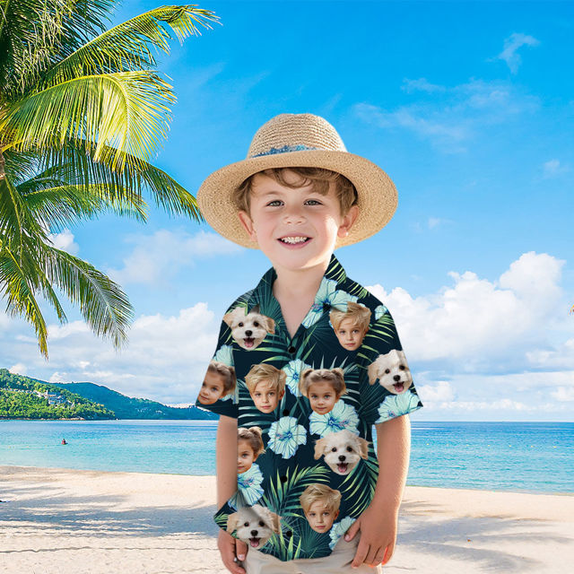 Picture of Custom Face Hawaiian Shirt for Family - Custom Hawaiian Shirt for Men, Women and Kids - Beach Party and Summer vacation Family Shirt