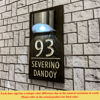 Picture of Custom Wooden Solar Light House Sign - Personalised Engraved Door Number Sign Plaque - LED Lit Numbers