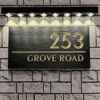 Picture of Custom Waterproof Wooden House Sign with Solar Light - Personalised Engraved Door Number Sign Plaque