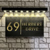 Picture of Custom Waterproof Wooden House Sign with Solar Light - Personalised Engraved Door Number Sign Plaque