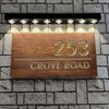 Picture of Custom Waterproof Wooden House Sign with Solar Light - Personalised Engraved Door Number Sign Plaque