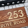 Picture of Custom Waterproof Wooden House Sign with Solar Light - Personalised Engraved Door Number Sign Plaque