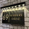 Picture of Custom Waterproof Wooden House Sign with Solar Light - Personalised Engraved Door Number Sign Plaque