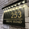 Picture of Custom Waterproof Wooden House Sign with Solar Light - Personalised Engraved Door Number Sign Plaque