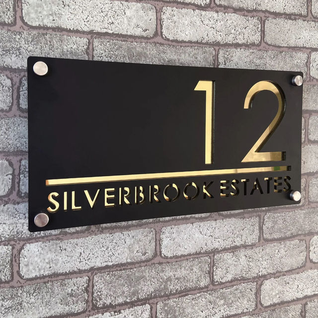 Picture of Custom House Sign with solar light - 3D Laser Acrylic Door Number Signs Plaque - Housewarming Gift