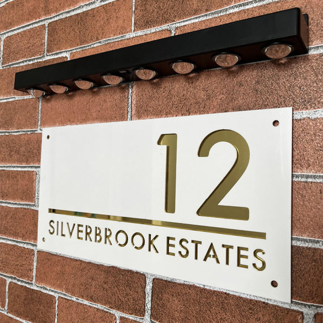 Picture of Custom House Sign with solar light - 3D Laser Acrylic Door Number Signs Plaque - Housewarming Gift