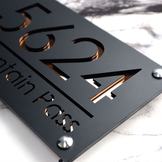 Picture of Custom House Sign with solar light - 3D Laser Acrylic Door Number Signs Plaque - Housewarming Gift