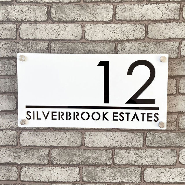 Picture of Custom House Sign with solar light - 3D Laser Acrylic Door Number Signs Plaque - Housewarming Gift