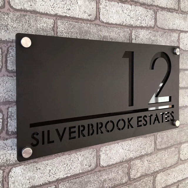 Picture of Custom House Sign with solar light - 3D Laser Acrylic Door Number Signs Plaque - Housewarming Gift