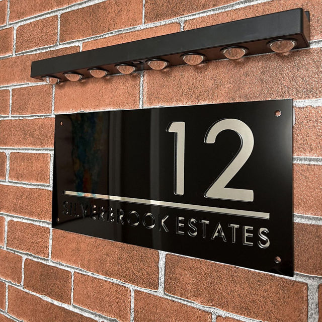 Picture of Custom House Sign with solar light - 3D Laser Acrylic Door Number Signs Plaque - Housewarming Gift