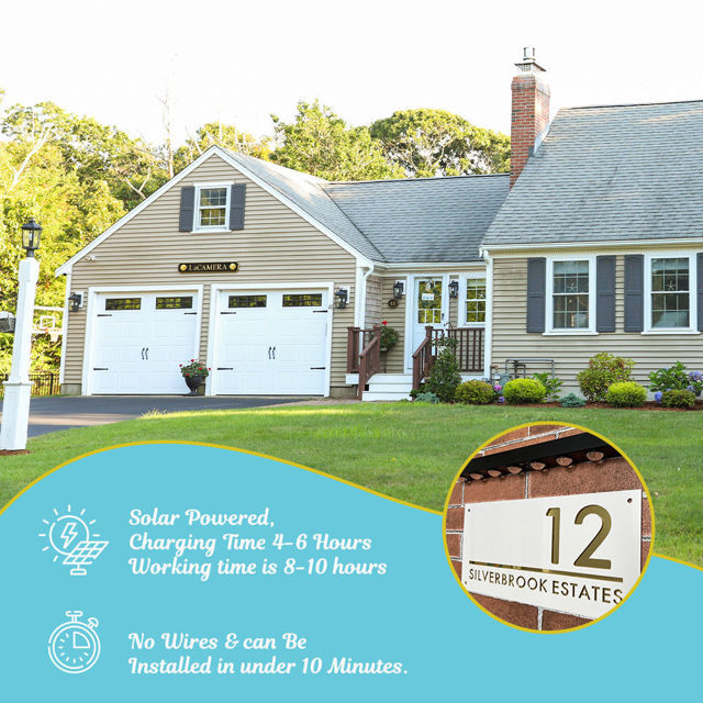 Picture of Custom House Sign with solar light - 3D Laser Acrylic Door Number Signs Plaque - Housewarming Gift