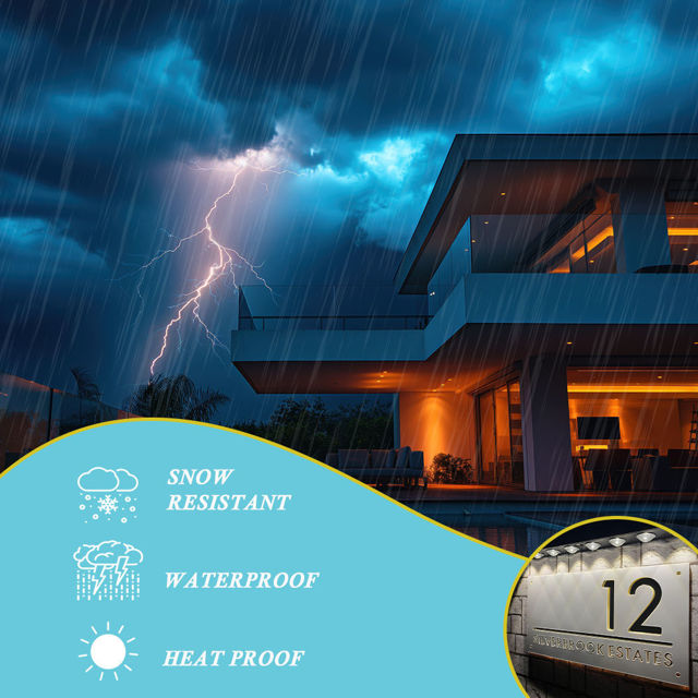 Picture of Custom House Sign with solar light - 3D Laser Acrylic Door Number Signs Plaque - Housewarming Gift