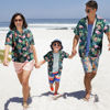 Picture of Custom Face Photo Hawaiian Shirt for Family - Personalized Short Sleeve Beach Party Summer T-Shirts - Flamingo - Best Holiday Gifts