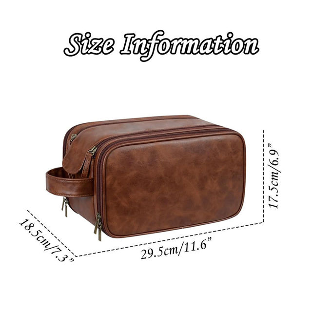 Picture of Custom Leather Toiletry Bag - Personalized Groomsmen Gifts - Travel Bag For Men