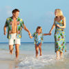 Picture of Custom Face Photo Hawaiian Style Big Pineapple Long Dress and Shirt Family Matching - Beach Party T-Shirts - Best Summer Holiday Gifts