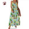 Picture of Custom Face Photo Hawaiian Style Big Pineapple Long Dress and Shirt Family Matching - Beach Party T-Shirts - Best Summer Holiday Gifts