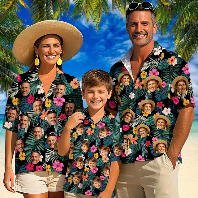 Picture of Custom Hawaiian Shirt with Face - Personalized Men Women and Kids Hawaiian Shirt - Funny Gifts for Family