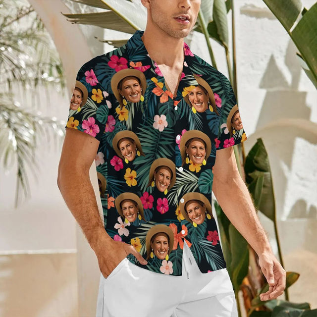 Picture of Custom Hawaiian Shirt with Face - Personalized Men Women and Kids Hawaiian Shirt - Funny Gifts for Family
