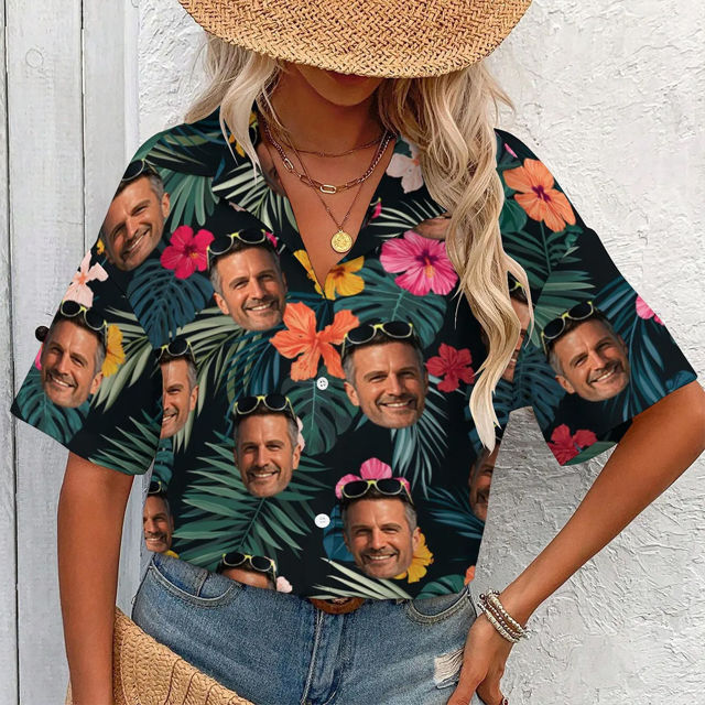 Picture of Custom Hawaiian Shirt with Face - Personalized Men Women and Kids Hawaiian Shirt - Funny Gifts for Family