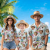 Picture of Custom Face Hawaiian Shirt for Family - Custom Hawaiian Shirt for Men, Women and Kids - Pink Sunglasses Pattern - Beach Party and Summer vacation Gift