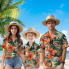 Picture of Custom Face Hawaiian Shirt for Family - Custom Hawaiian Shirt for Men, Women and Kids - Orange and Green Series - Beach Party and Summer Vacation Gift