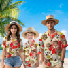 Picture of Custom Face Hawaiian Shirt for Family - Custom Hawaiian Shirt for Men, Women and Kids - Big Red Flowers Pattern - Beach Party and Summer Vacation Gift
