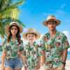 Picture of Custom Face Hawaiian Shirt for Family - Custom Hawaiian Shirt for Men, Women and Kids - Green Pattern - Beach Party and Summer Vacation Gift