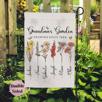 Picture of Personalized Grandma Garden Flag - Custom birth flower Flag - Custom Garden Flag