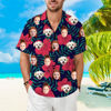 Picture of Custom Face Hawaiian Shirt for Family - Custom Hawaiian Shirt with Tropical Red Flower Pattern - Best Summer Holiday Gifts