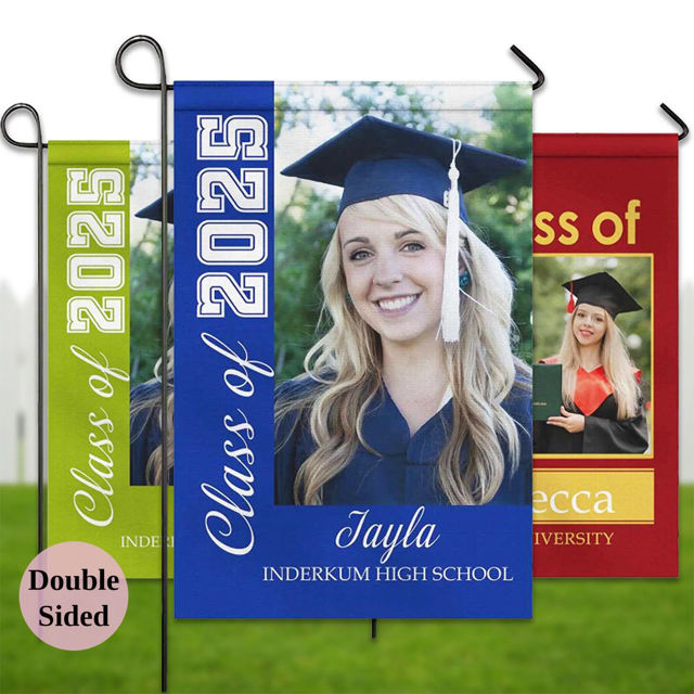 Picture of Custom Graduation Garden Flag with Photo - Personalized Garden Flag to Celebrate Graduation