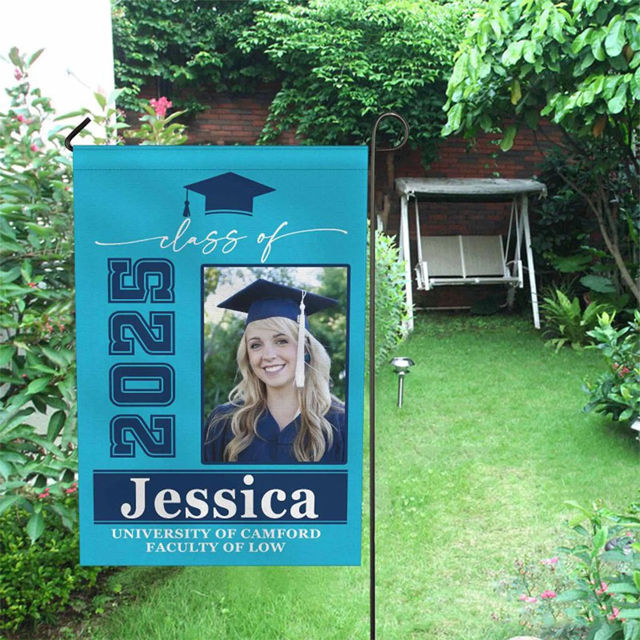 Picture of Custom Graduation Garden Flag with Photo - Personalized Garden Flag to Celebrate Graduation